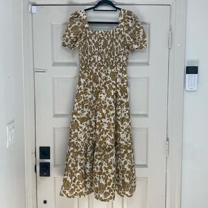 Bohme floral smocked bodice dress with puff sleeves